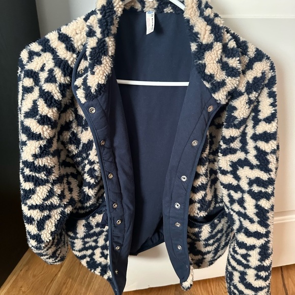 Hit the slopes FP movement jacket- Cozy Sherpa Jacket - Navy and Cream - Picture 1 of 6